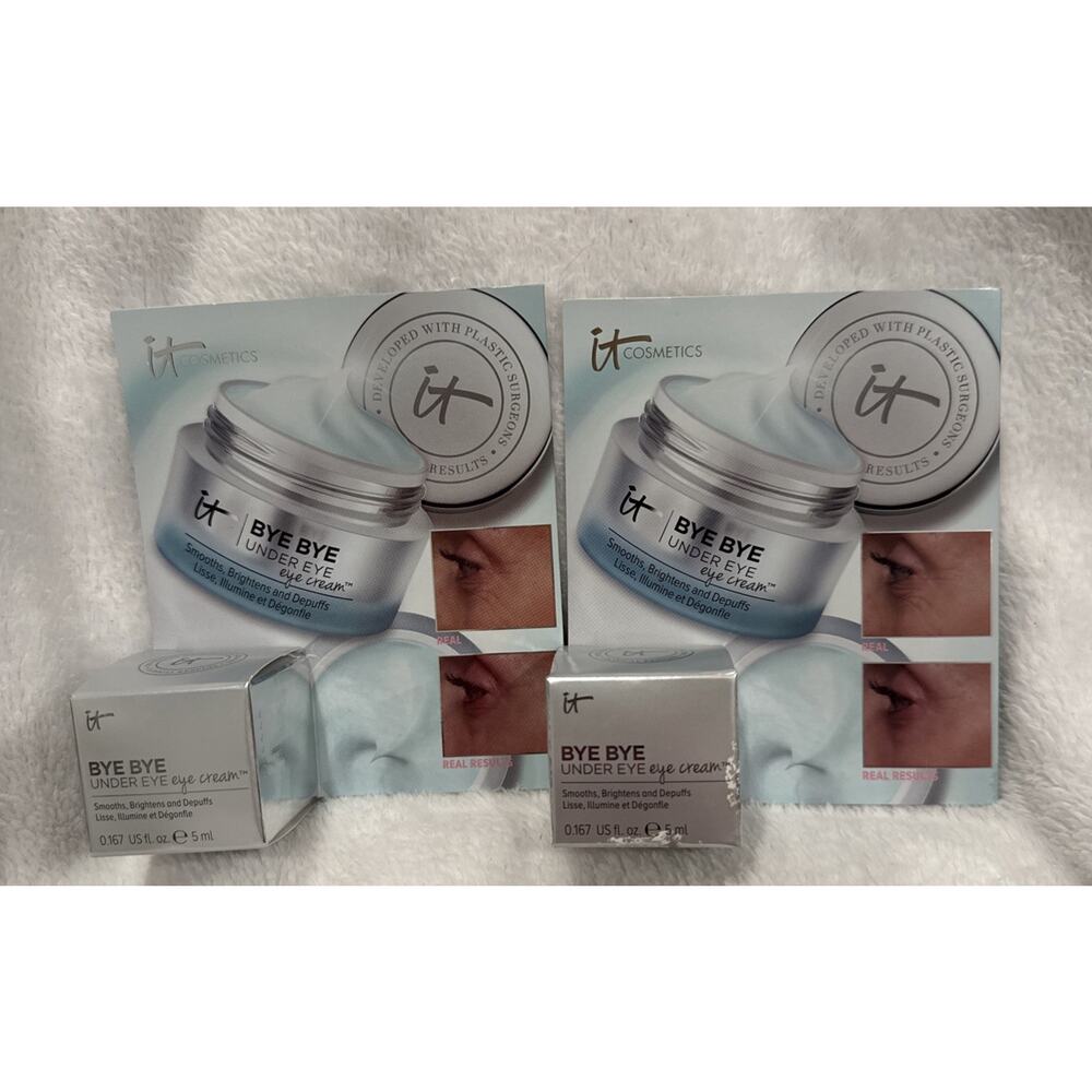 2 IT Cosmetics Bye Bye Under Eye Eye Cream .167 oz. Travel Size x 2- New
